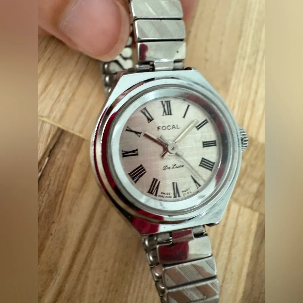 Vintage Focal De Luxe ladies silver tone mechanical  dress watch